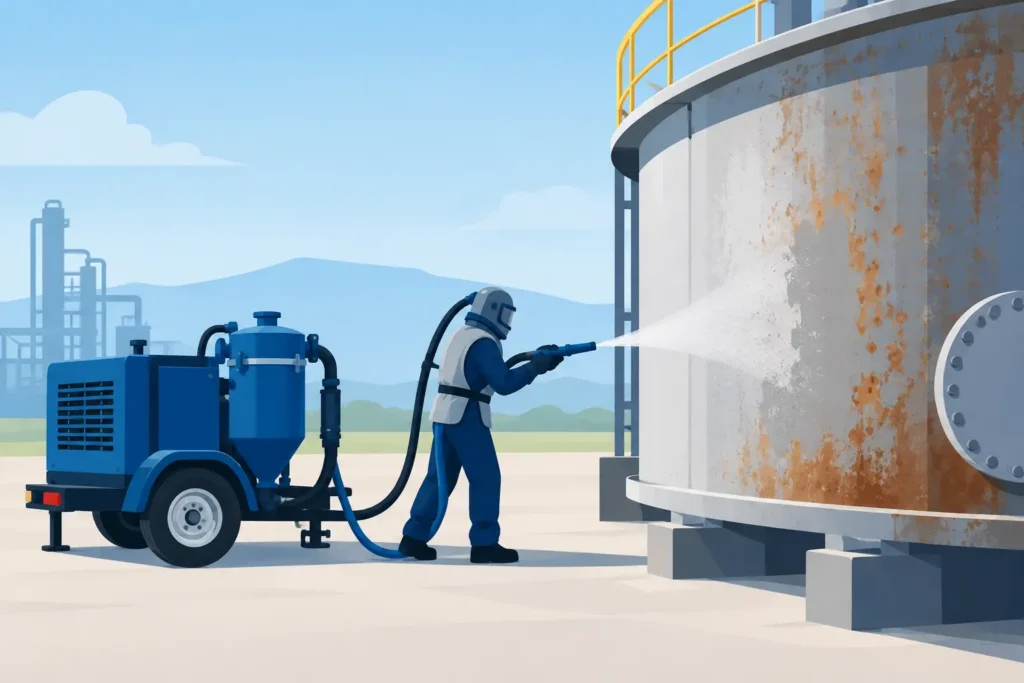 Mobile Blasting for Assets That Cannot Move